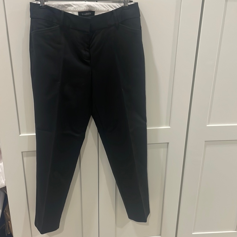 Talbots’ black ankle dress pants, so 4p curvy fit, front pockets, slim leg